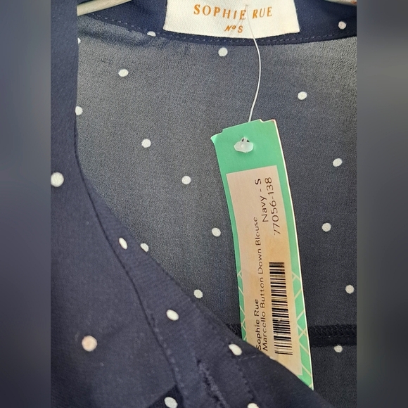 Sophie Rue Sheer Blouse Buttons, Polka Dots Sz Small #New - Picture 3 of 7